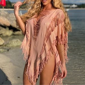 Beach Bunny Peach Fringe Swim Coverup